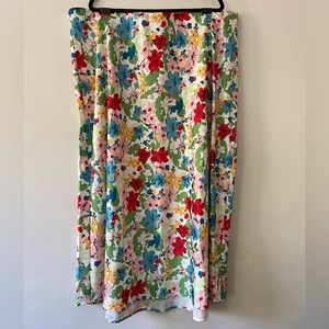 ELOQUII Floral Satin skirt with elastic waist